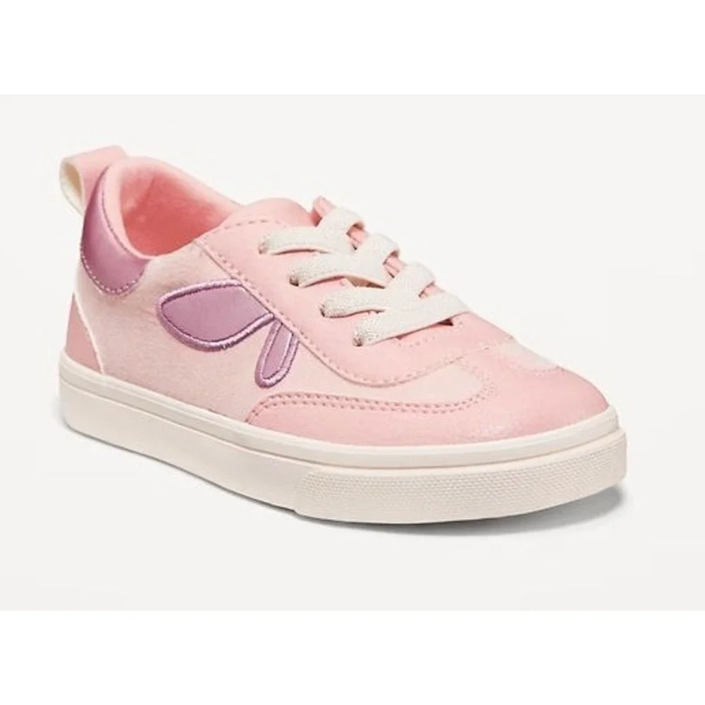Old Navy Girl's Toddler Elastic Lace Chunky Sneakers - Pink Butterfly - Size 7